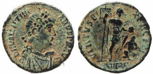 Roman coin of Valentinian II Ae2 - VIRTVS EXERCITI